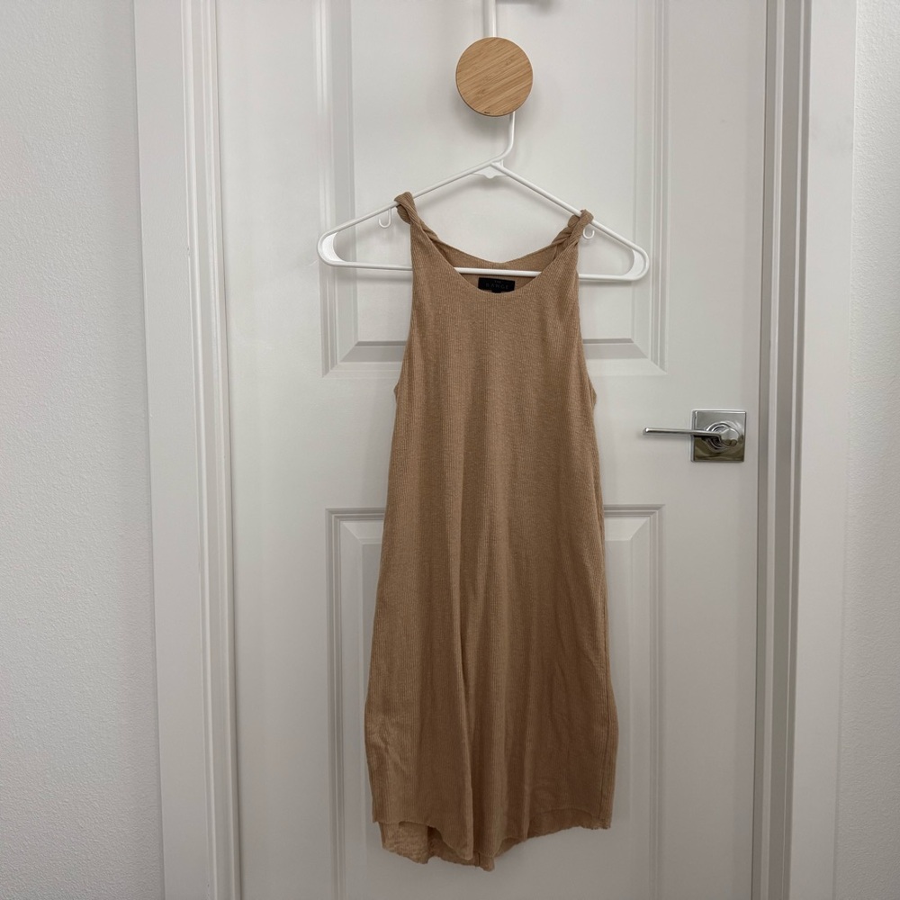 Chic Tan Sleeveless Mini Dress